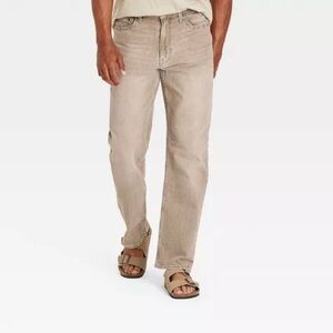 Men's Relaxed Fit Jeans - Goodfellow & Co Mid Rise Tan Denim 40Wx30L